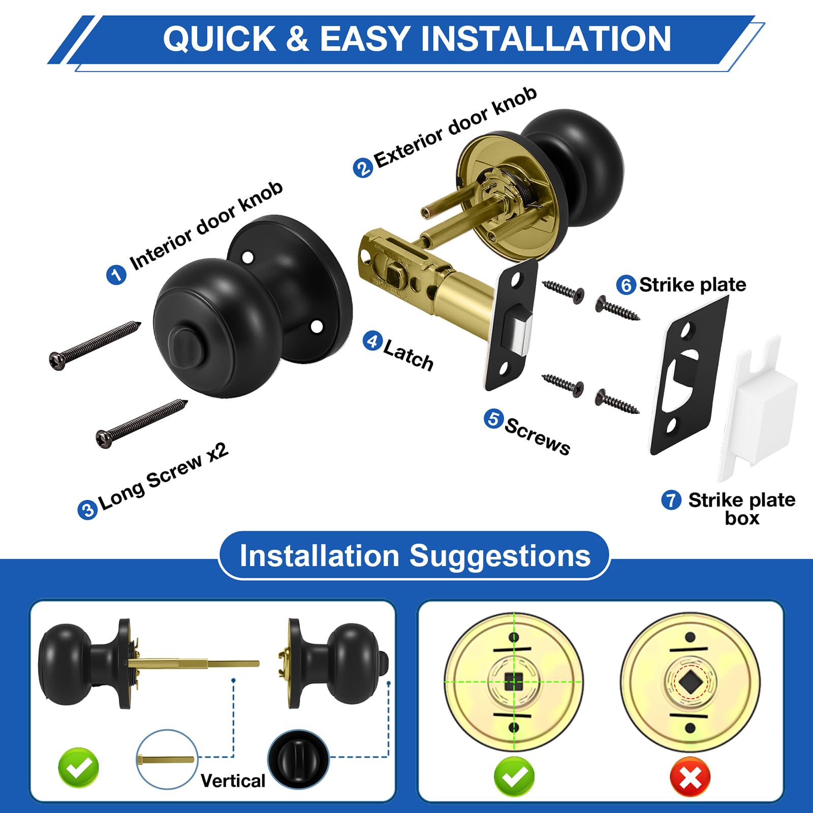 Plustool adjustable latch fits 60 mm or 70 mm backsets