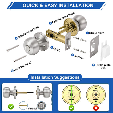 Plustool brushed nickel door knob security bolt emphasizes anti sawing protection