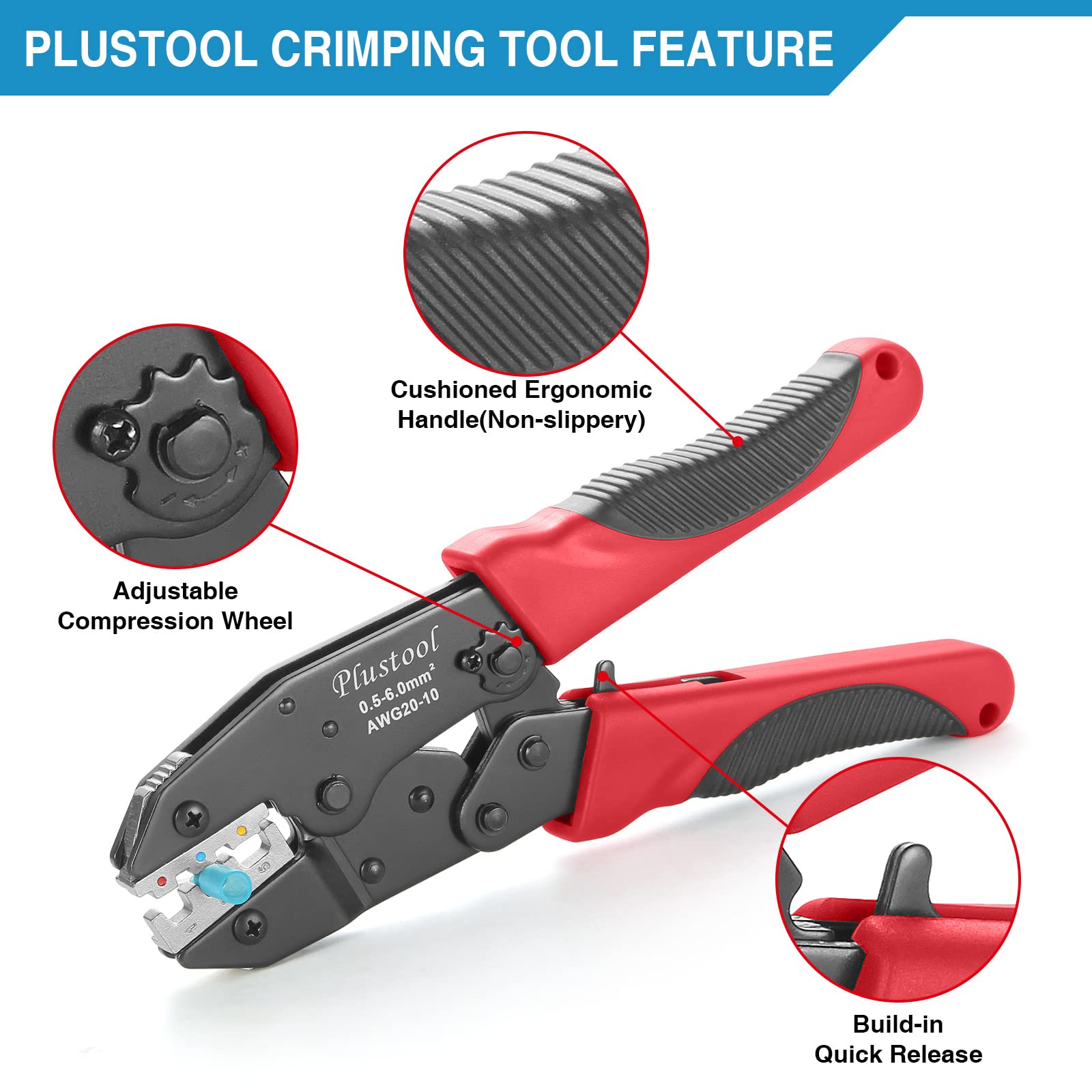 Plustool quick-release lever enables jaw opening in any position