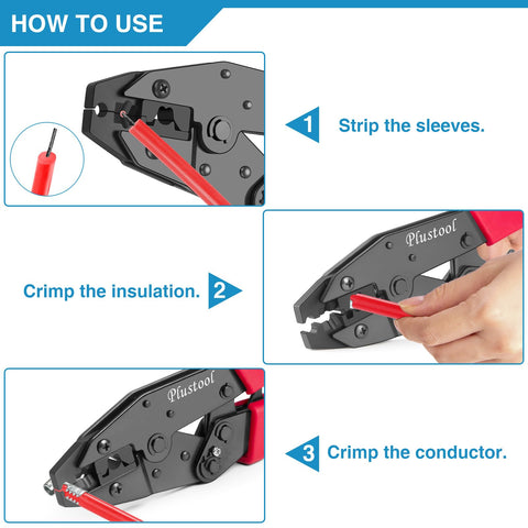 Plustool crimping tool offers wide compatibility for spark plug wires and electrical connections.