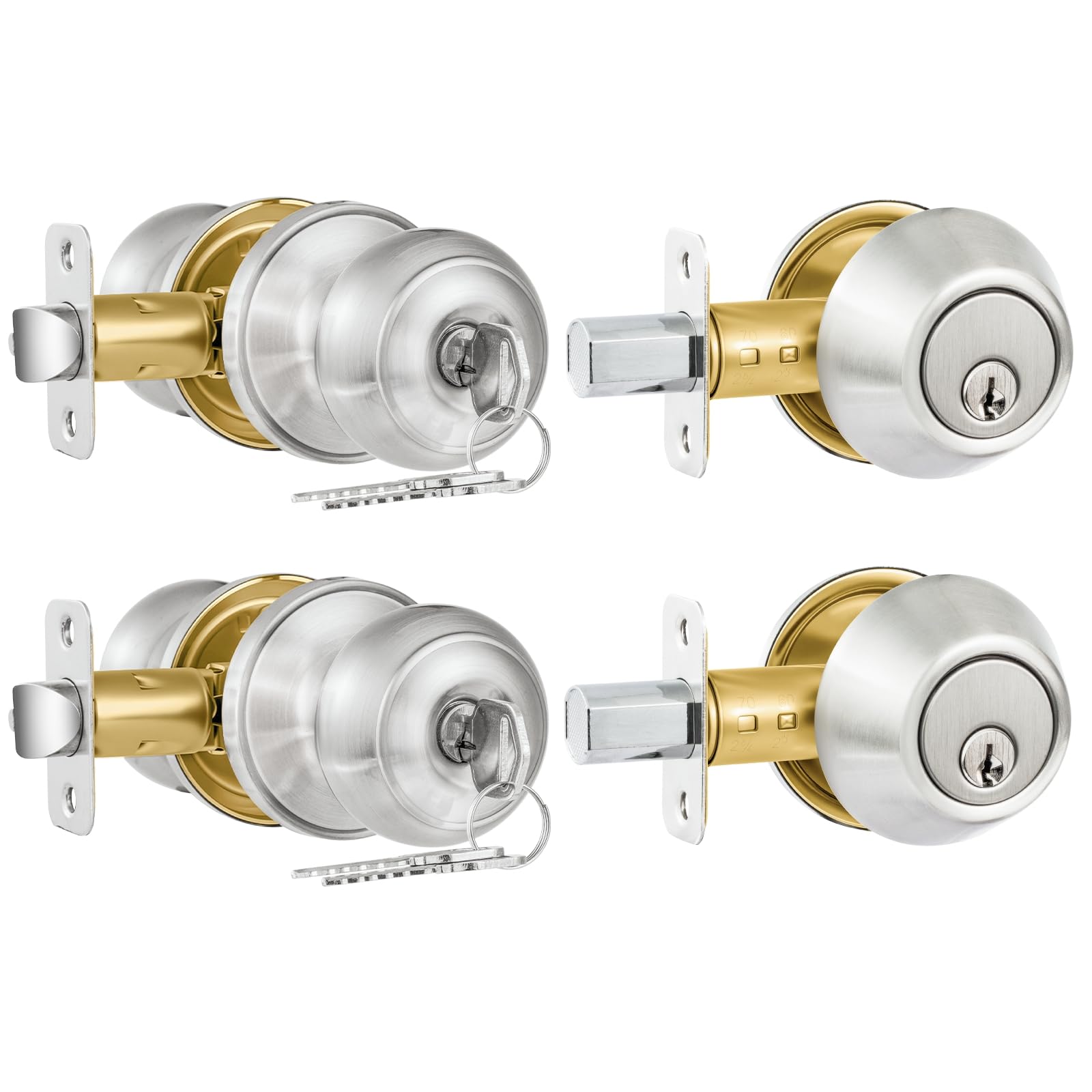 Plustool entry door lock knob and deadbolt 2-pack for easy key-alike convenience