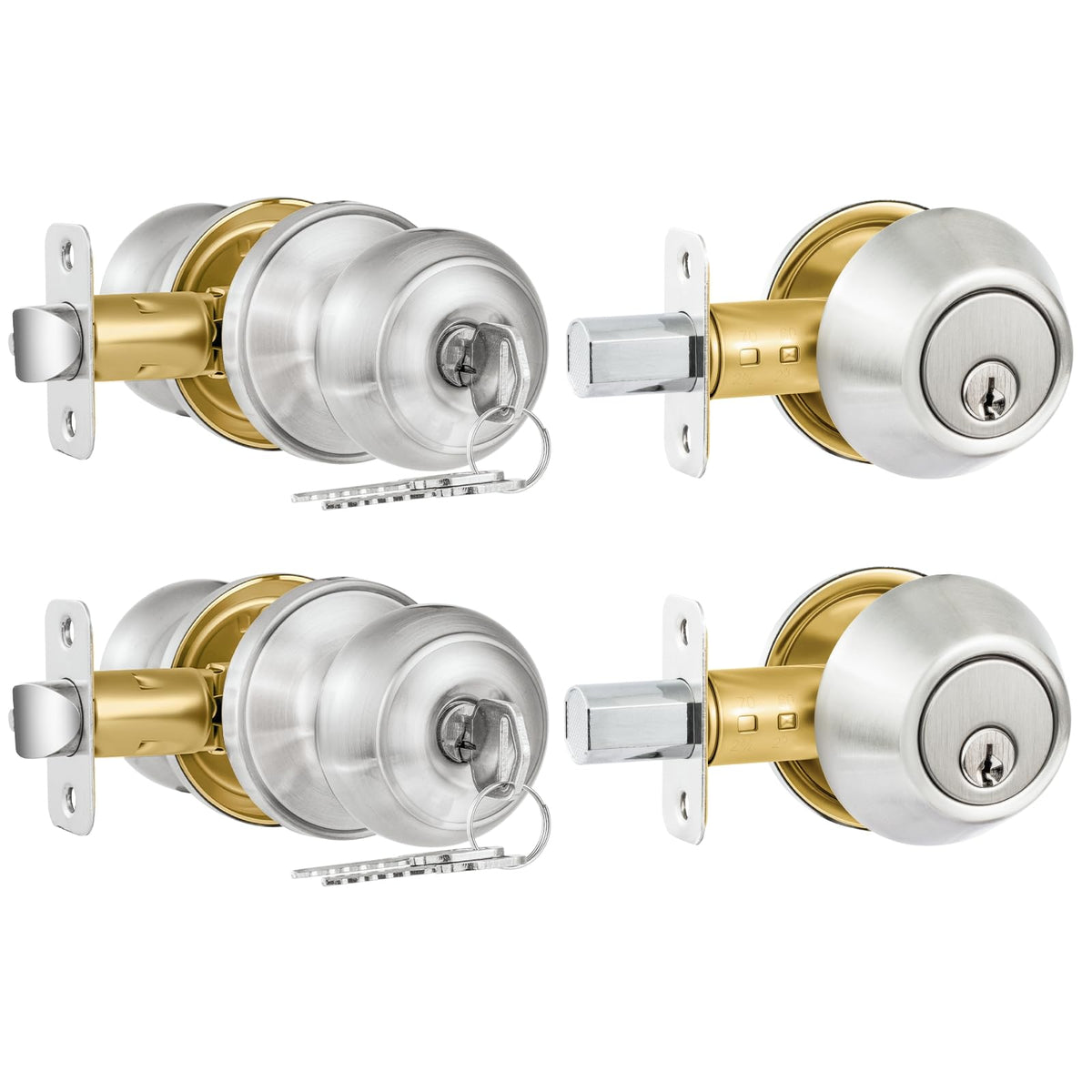 Plustool entry door lock knob and deadbolt 2-pack for easy key-alike convenience