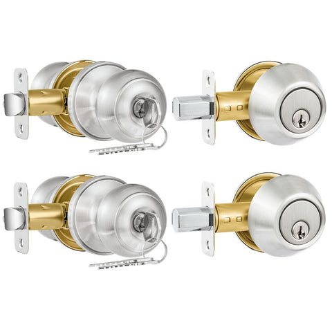 Plustool entry door lock knob and deadbolt 2-pack for easy key-alike convenience