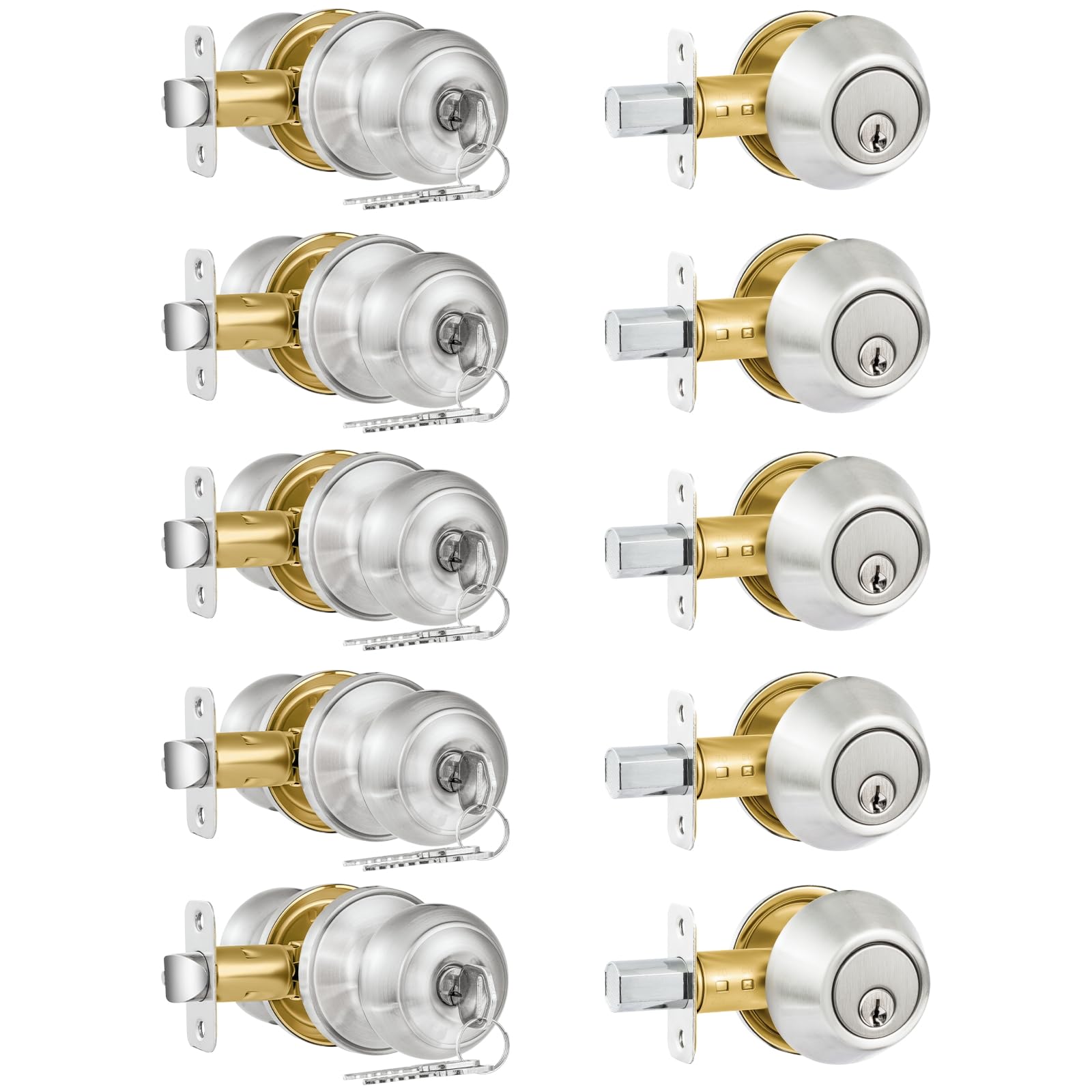Plustool entry lock and deadbolt set with keyed-alike convenience for single-key access