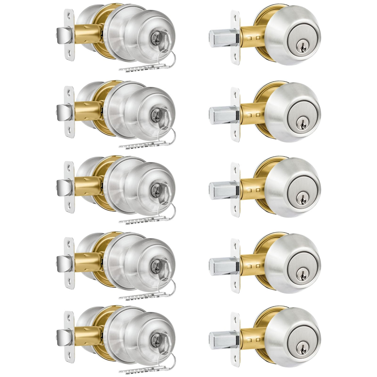 Plustool entry lock and deadbolt set with keyed-alike convenience for single-key access