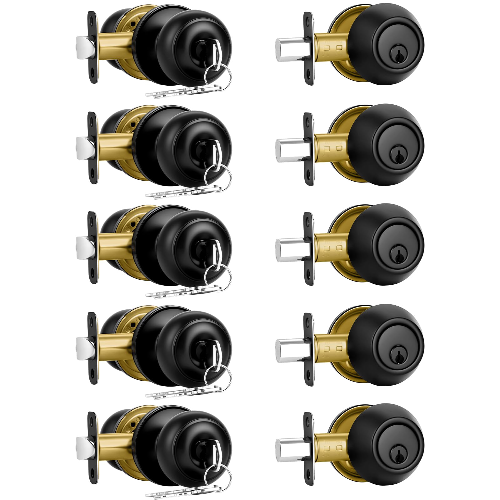 Plustool front door lock in matte black exterior for secure entry.