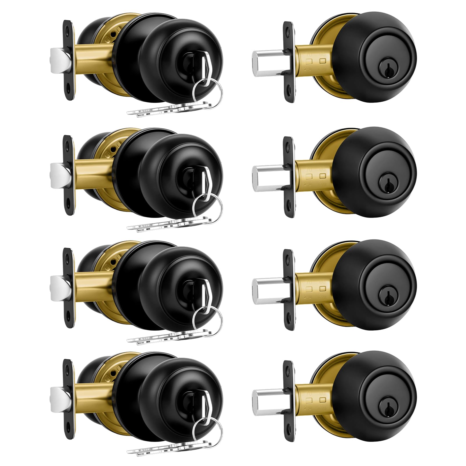 Plustool front-door lock set in matte black for exterior entry