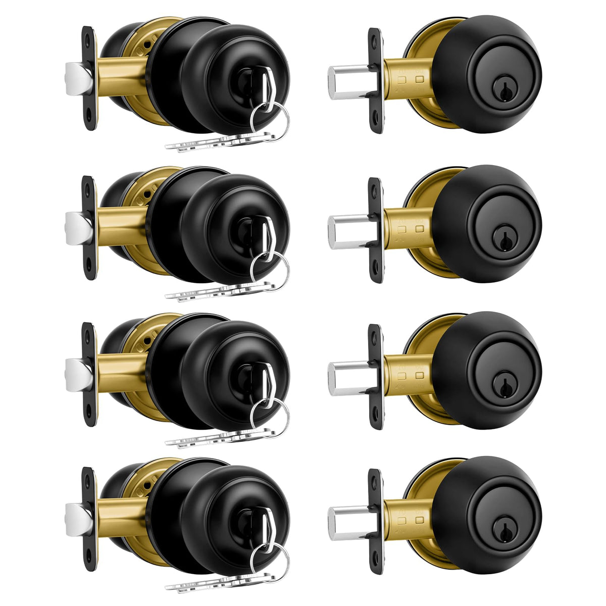 Plustool front-door lock set in matte black for exterior entry