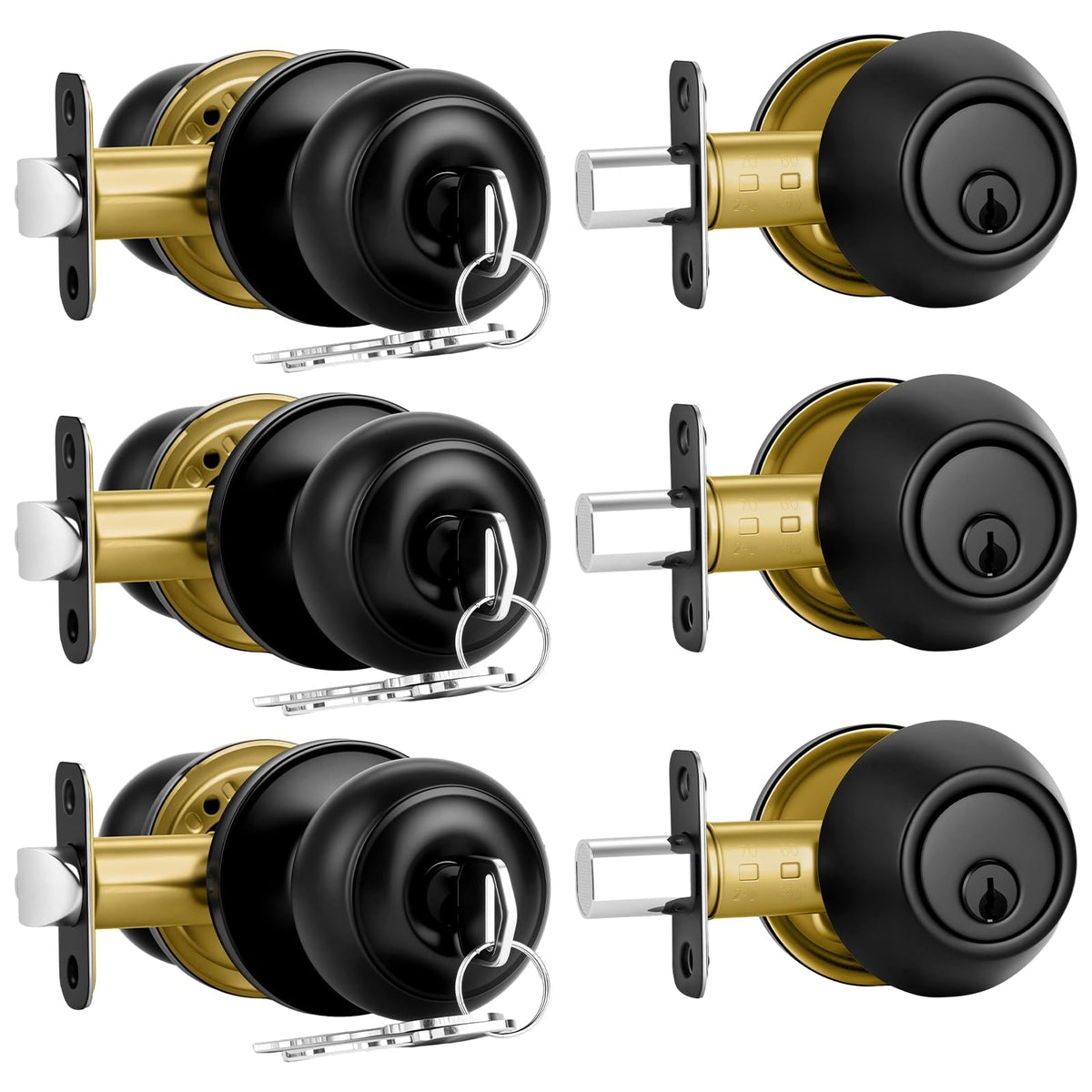Plustool front door lock set matte black for secure entry