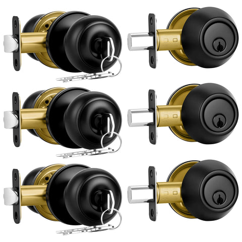 Plustool front door lock set matte black for secure entry