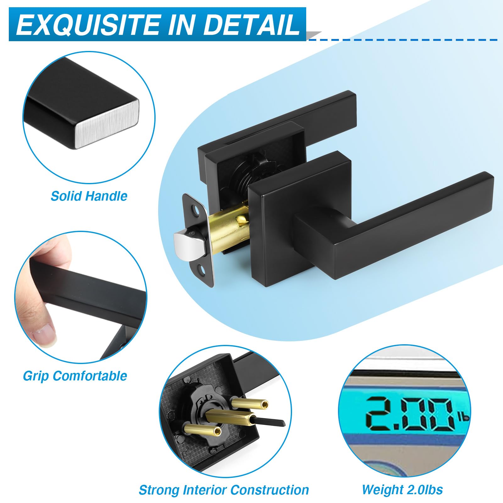 Plustool matte black door handle installation view for quick DIY setup.