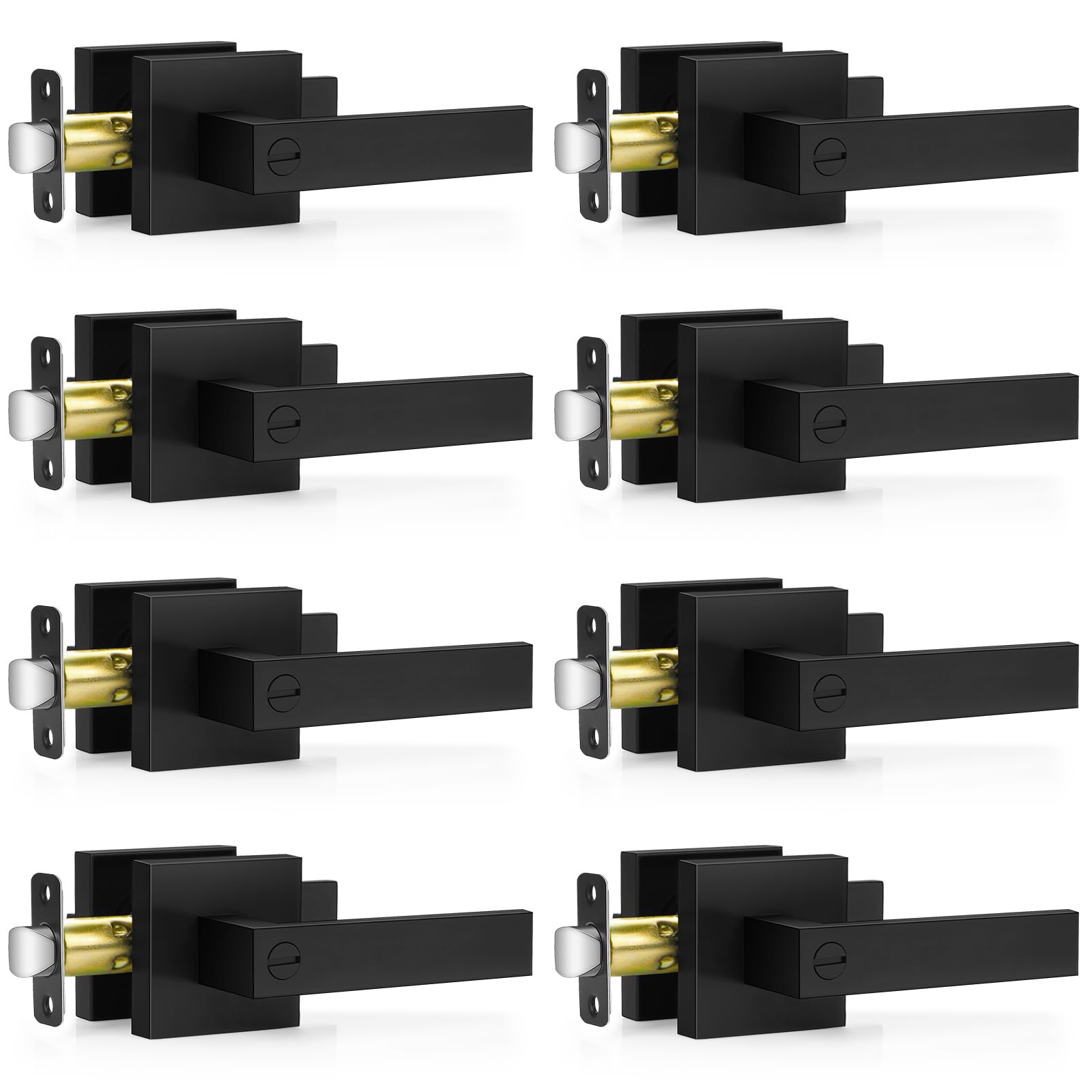Plustool matte black door handle pack for durable interior use and modern look.