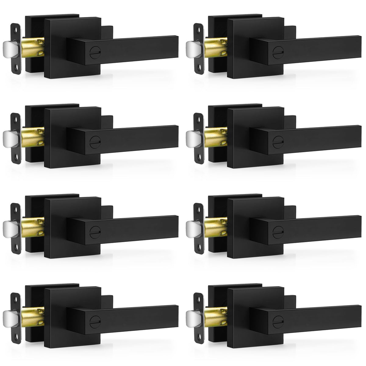 Plustool matte black door handle pack for durable interior use and modern look.