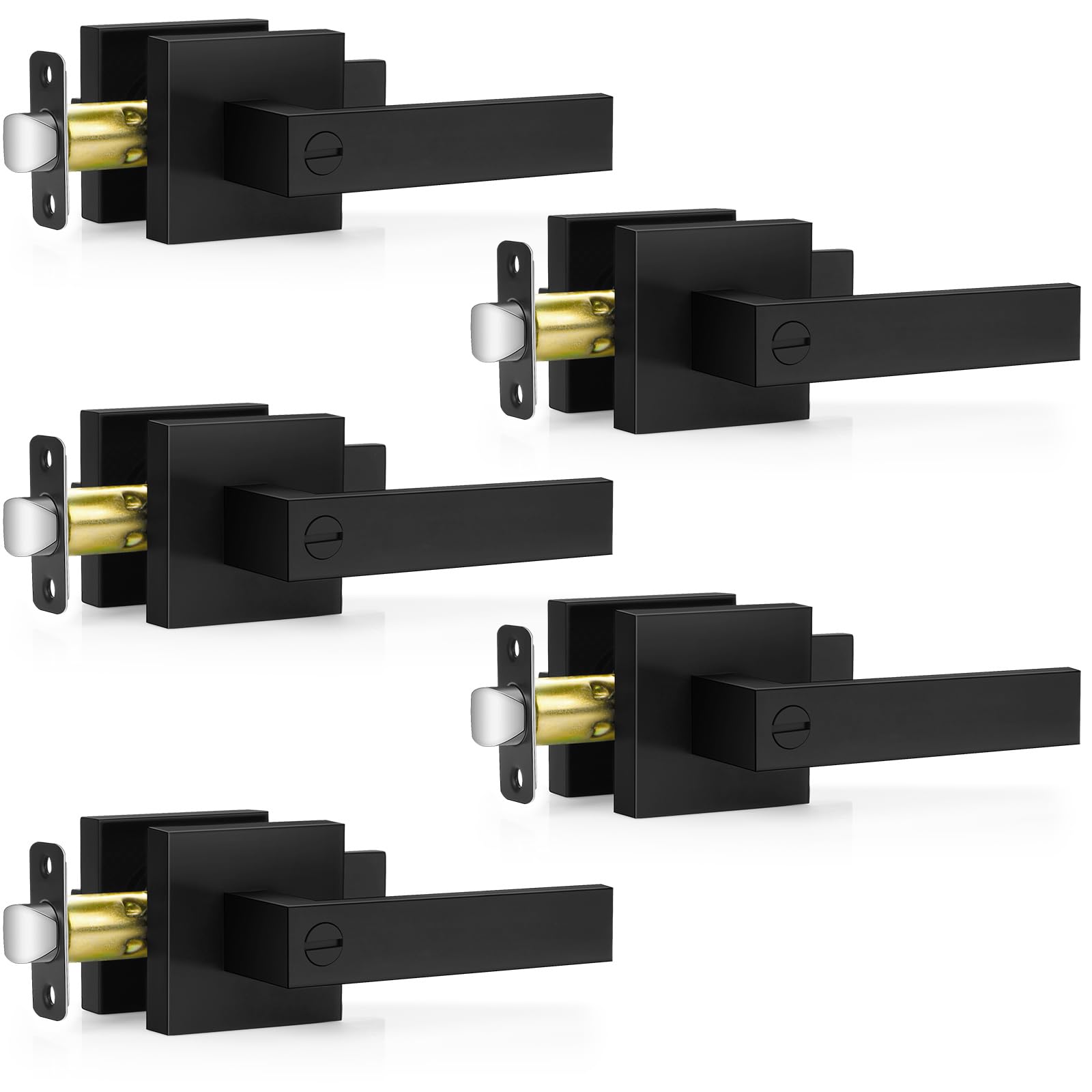 Plustool matte black door handle set for interior rooms adds modern style
