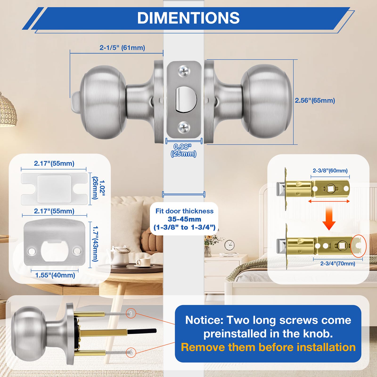 Plustool external emergency-release knob – outside access for emergencies.