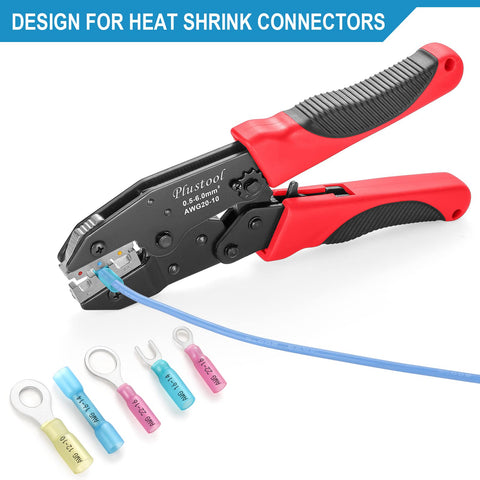 Plustool ratcheting crimper showcases ergonomic handle for comfortable use