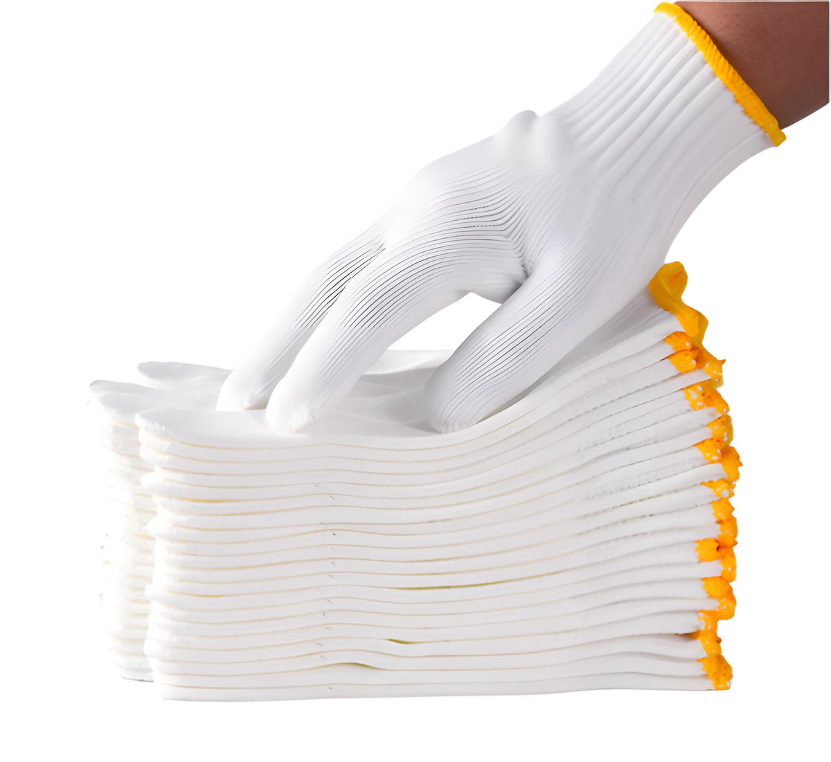PLWJK gloves front view in white cotton-polyester for versatile work protection.