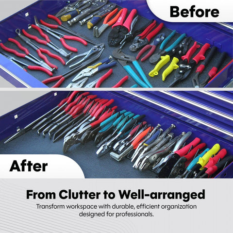 Plyworx triple-coated vinyl finish protects tools and rack from wear.