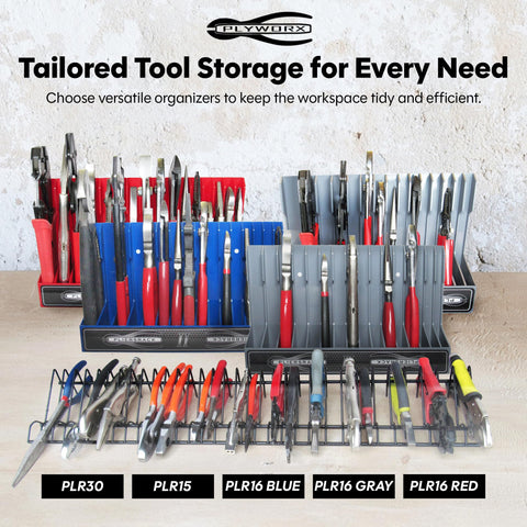 Plyworx extra-wide spaces accommodate larger pliers with insulated handles.