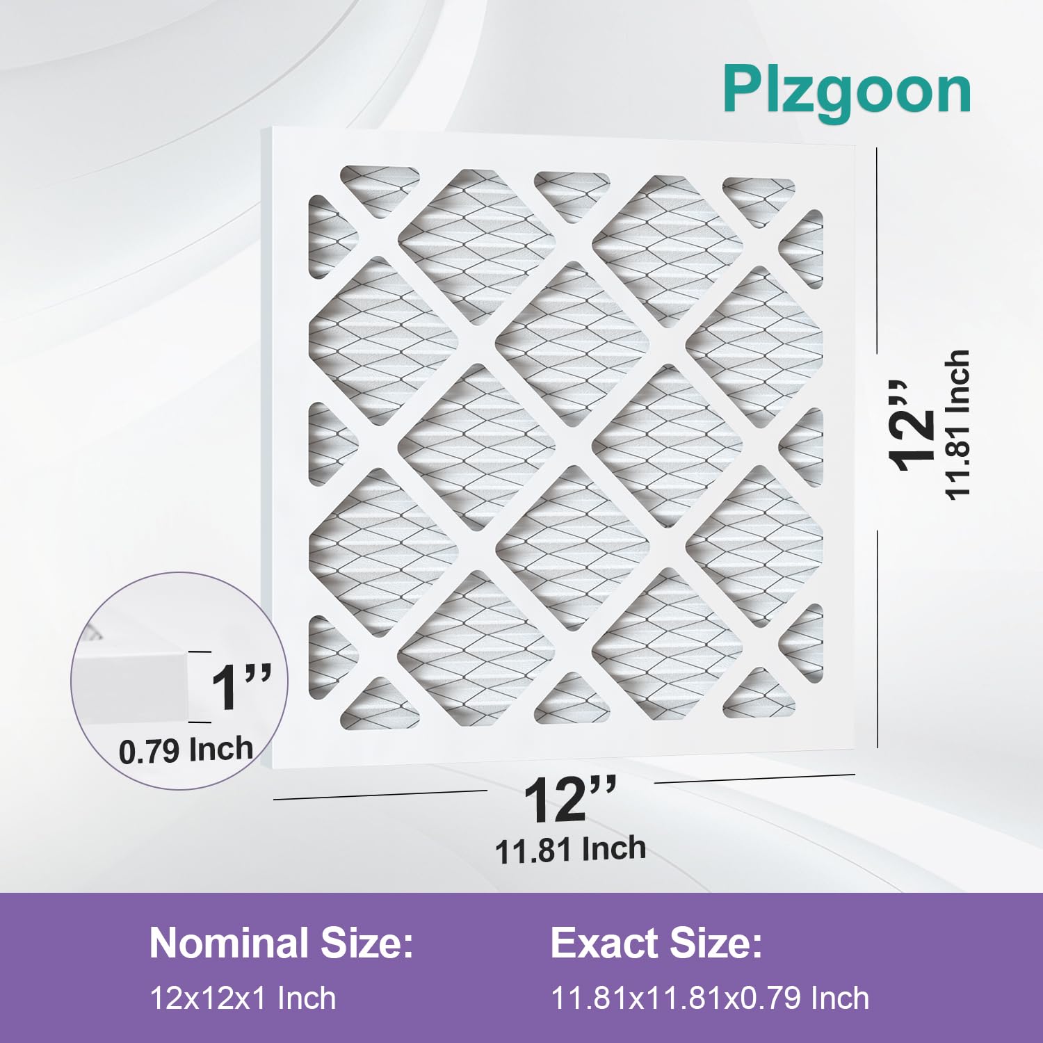 Plzgoon 12x12x1 air filter packaged box highlighting MERV 11 performance