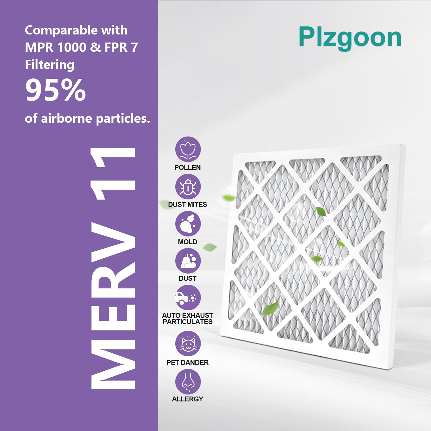 Plzgoon 12x12x1 air filter pleated detail improves airflow