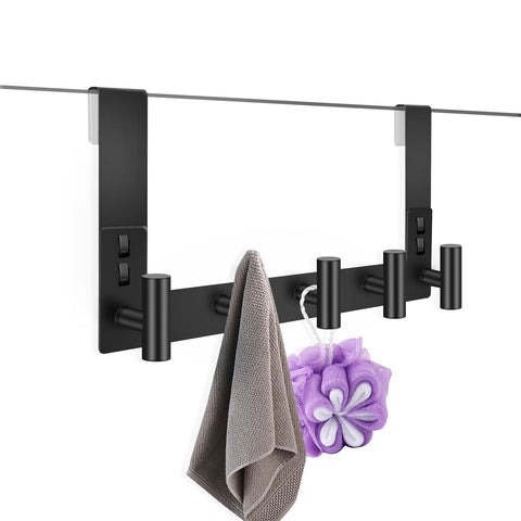 PMMASTO black towel hook 5-hook configuration for bath towels.