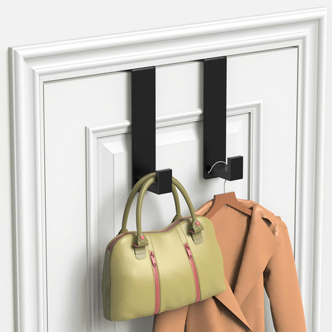PMMASTO rustproof stainless steel door hanger with black finish, ideal for bathrooms.