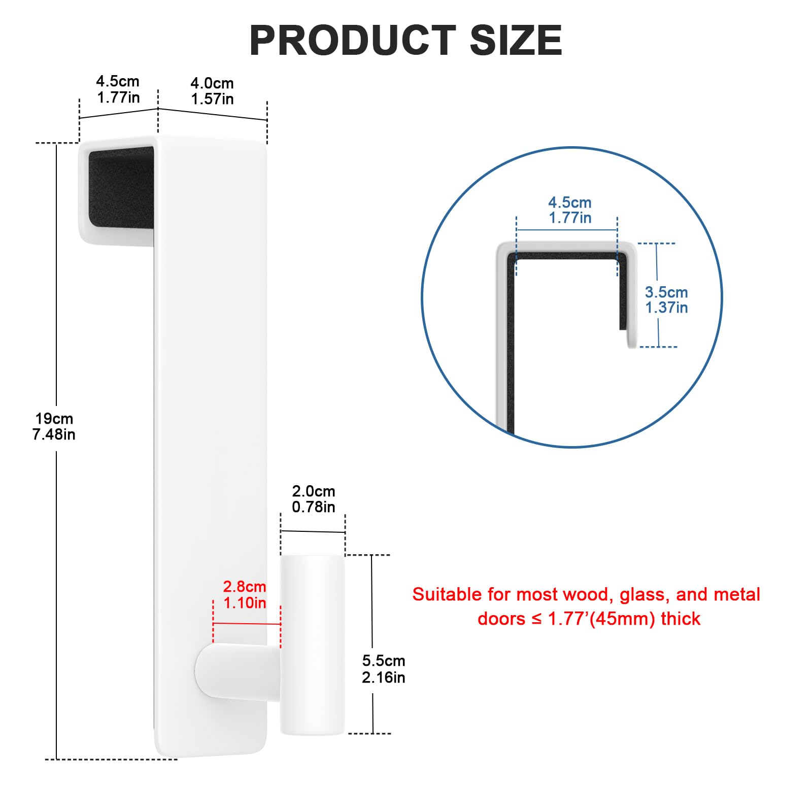 Non-slip backing detail protects door surfaces and reduces movement