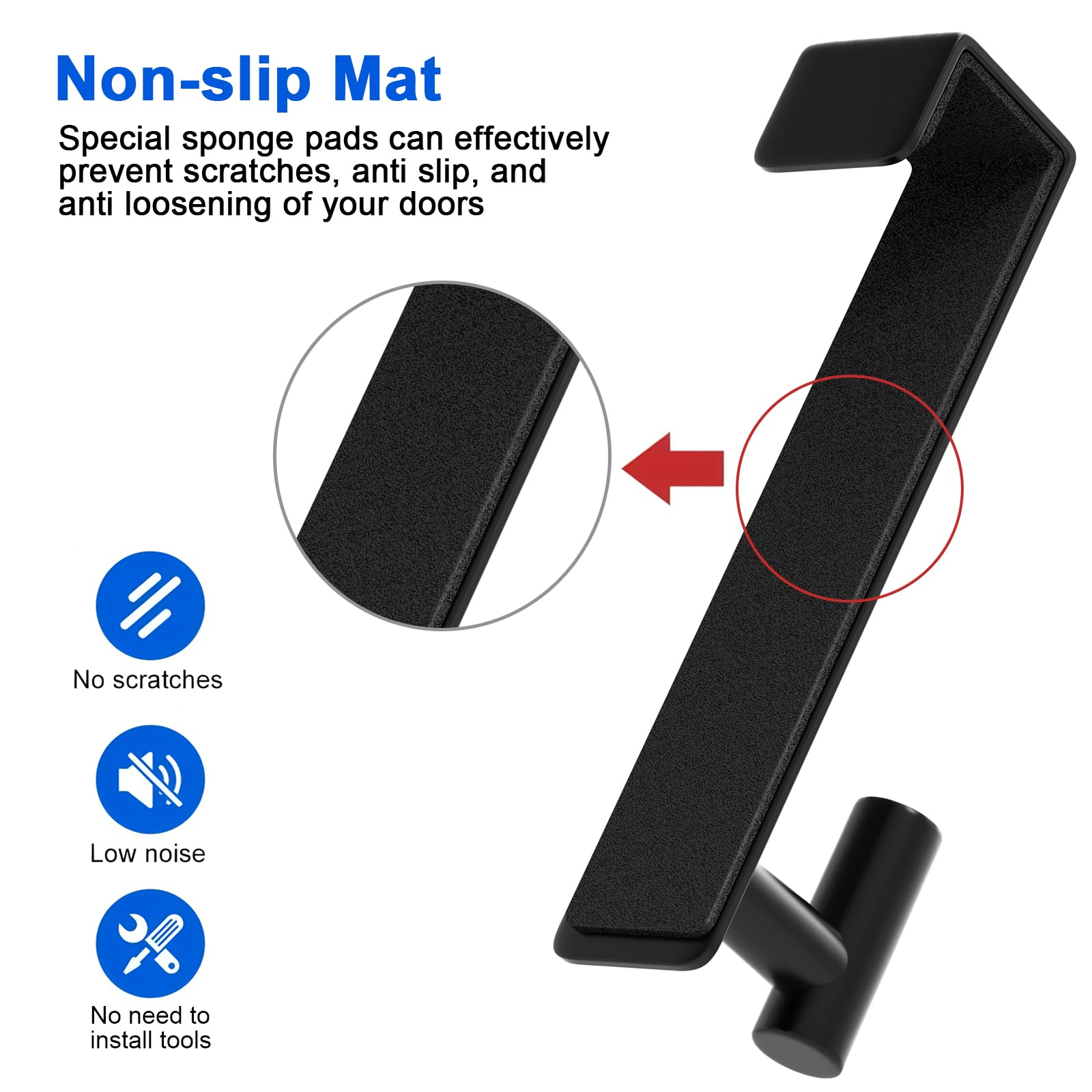PMMASTO matte black finish complements wooden, glass, and metal doors.