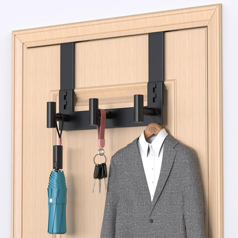 PMMASTO over-the-door hooks black anti-slip pads prevent sliding.