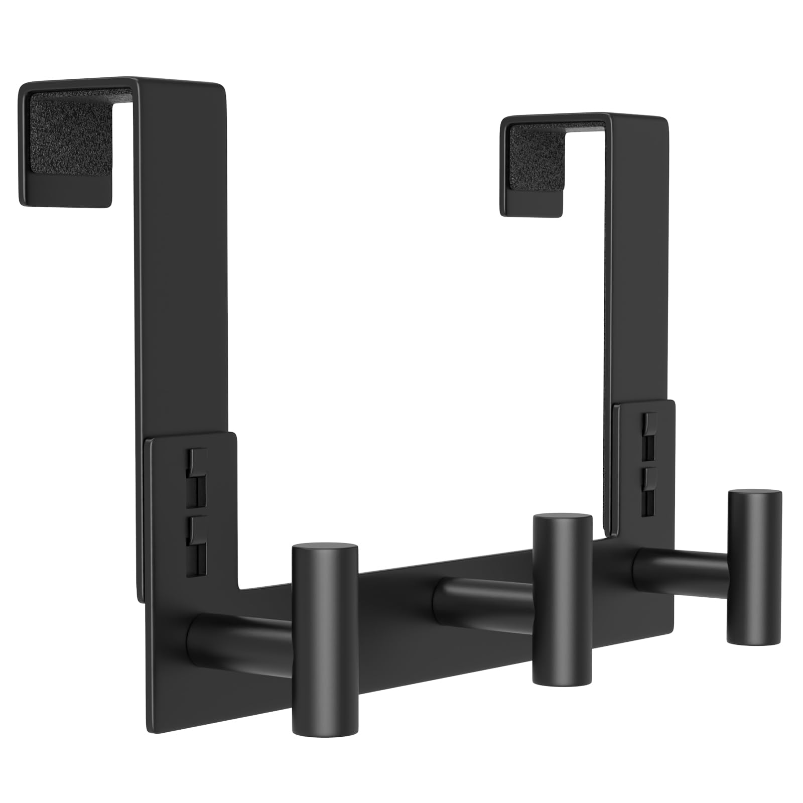 PMMASTO over-the-door hooks in black, close-up of sturdy metal construction.