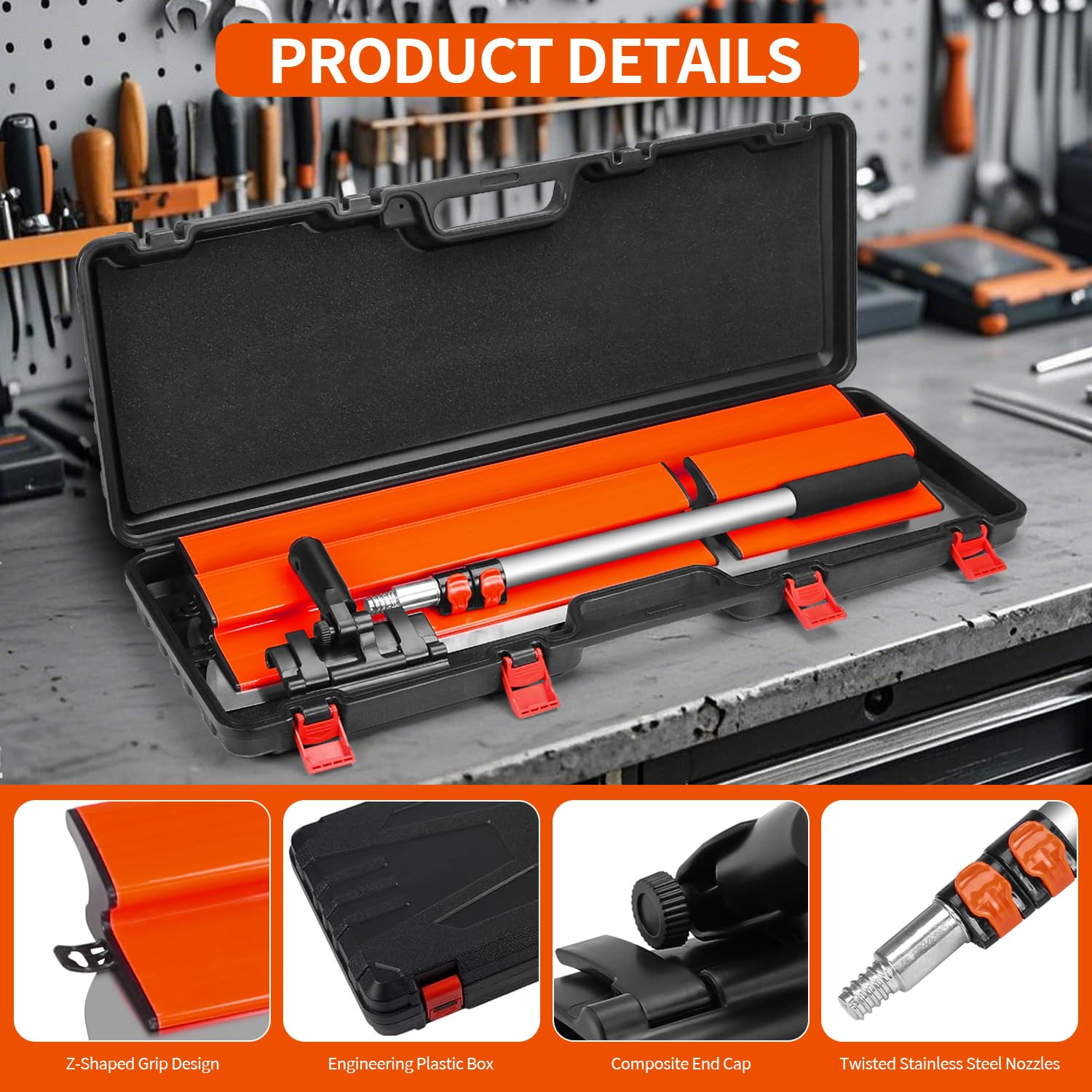 PMMJ adjustable telescopic handle 24-55 inch for comfortable, fatigue-free reach