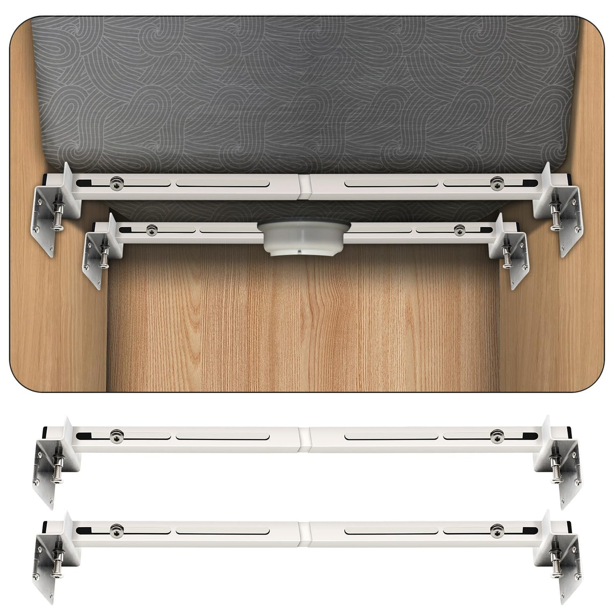 PMMJ undermount sink bracket main assembly providing sturdy support for heavy sinks