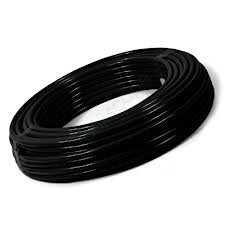 PneumaticPlus 1/4 inch black polyurethane tubing for air tools and garden use; durable and flexible.