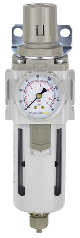 PneumaticPlus SAW400-N04BG gauge detail highlighting pressure readout for precise control