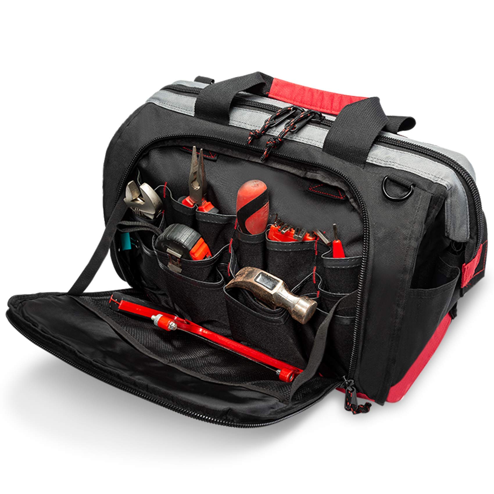 Pnochoo 16-inch wide mouth waterproof tool bag with organized storage
