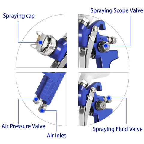 PNTGREEN 1-4mm nozzle provides precise control for light to medium viscosity finishes.
