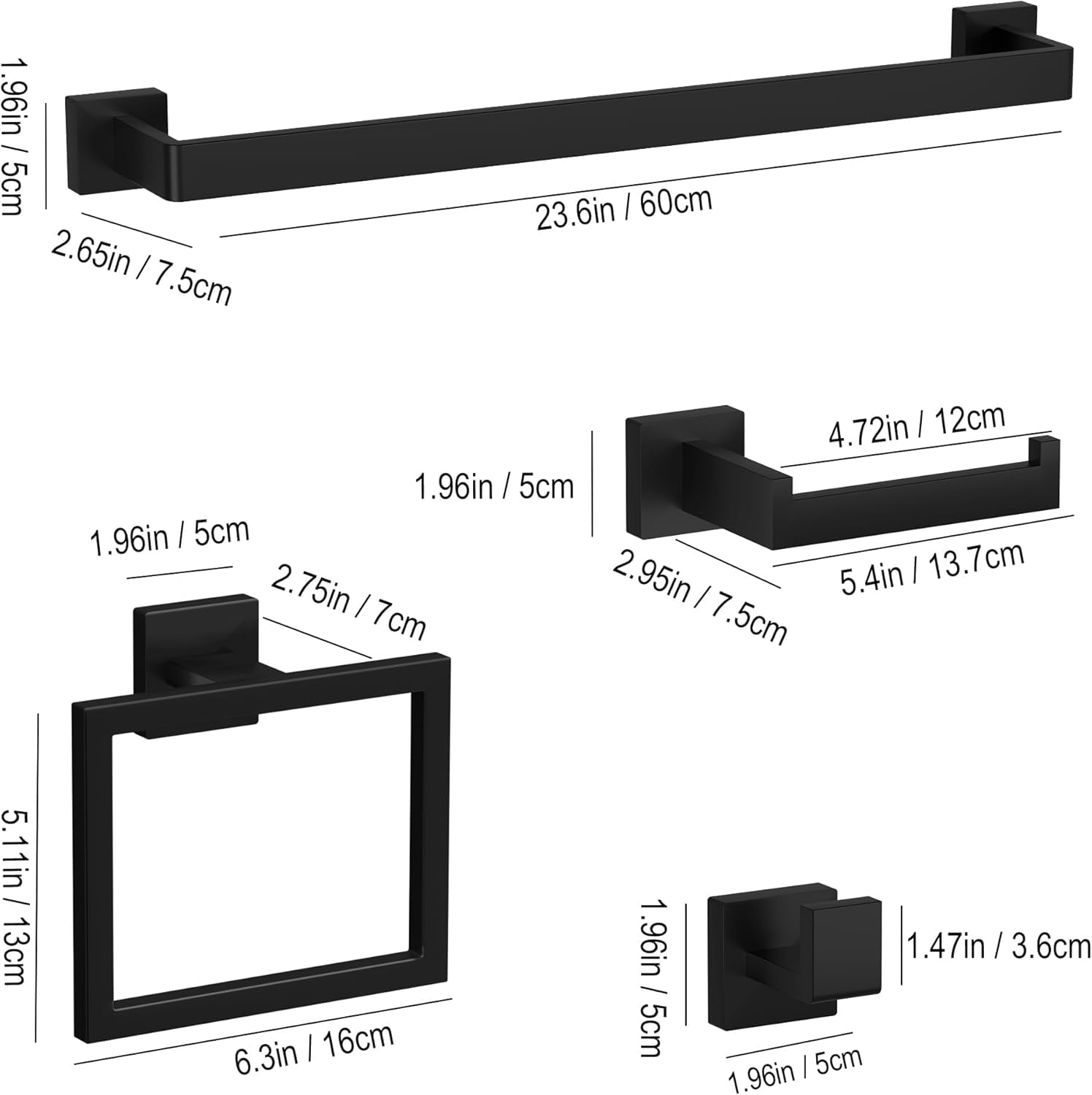 PNWNNH 23-6-inch towel bar in matte black