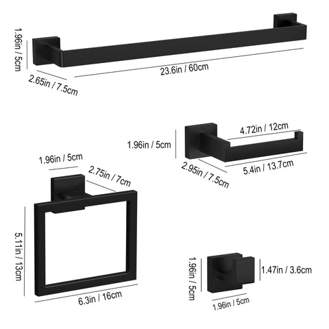 PNWNNH 23.6-inch towel bar in matte black for easy towel reach