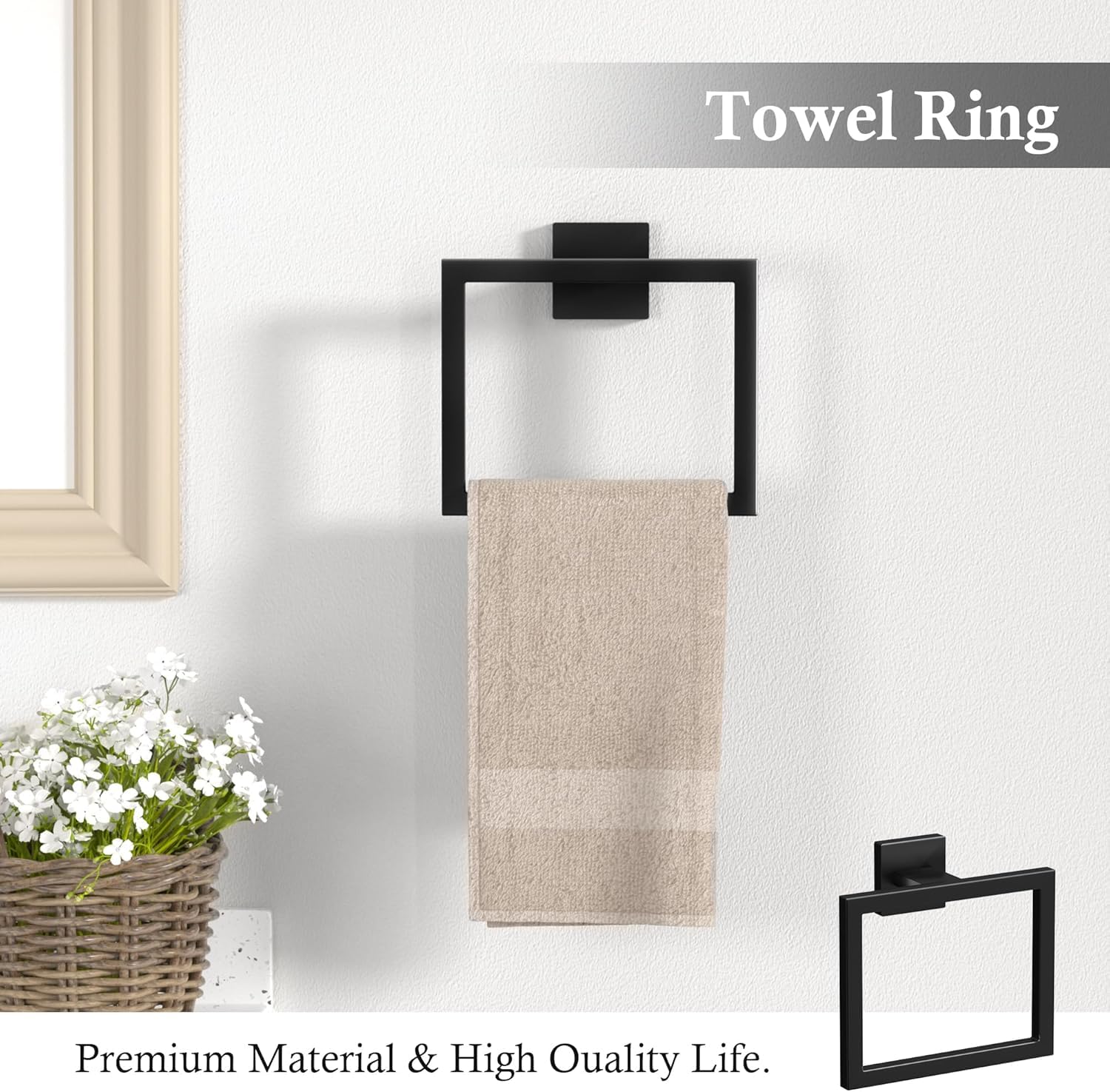 PNWNNH eight matte black towel hooks for versatile storage