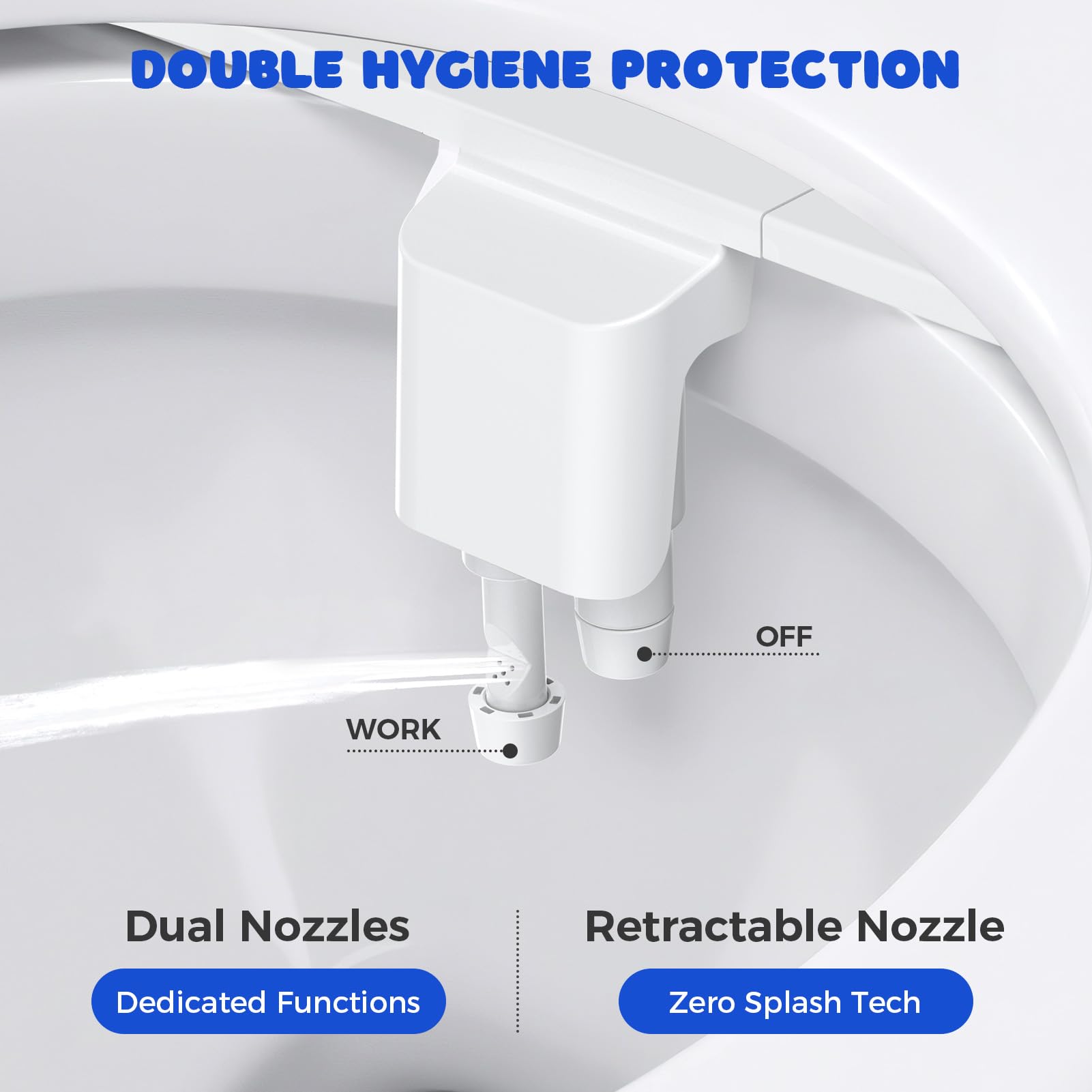 POCALAND self-cleaning nozzle retracts after use to maintain hygiene.