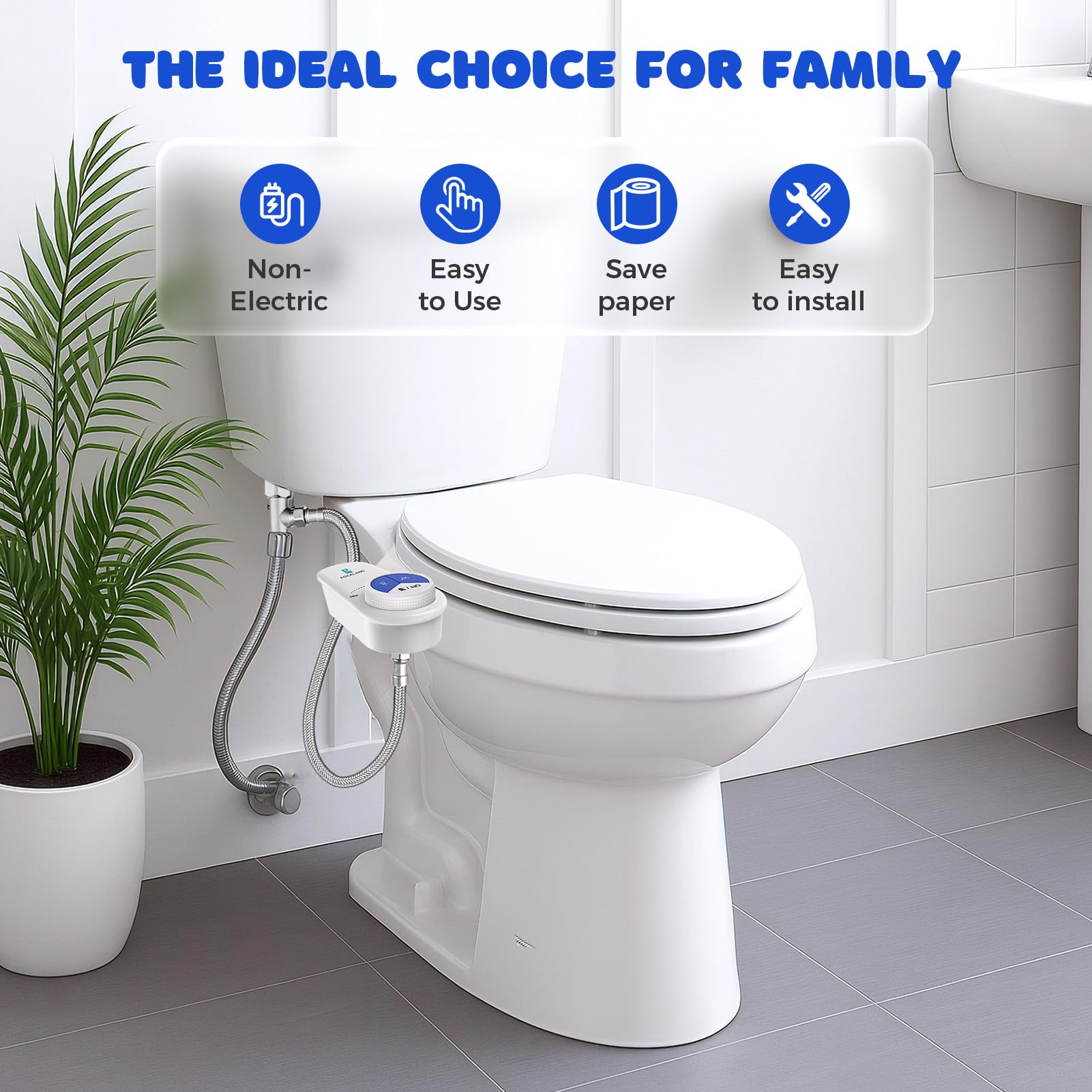 POCALAND slim, compact attachment fits standard toilets discreetly.