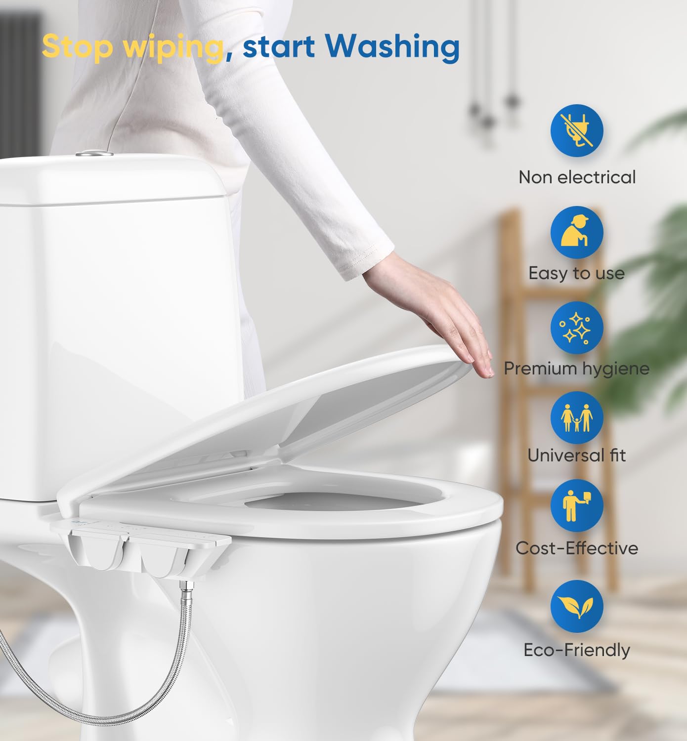 POCALAND bidet guard door protects dual nozzles between uses