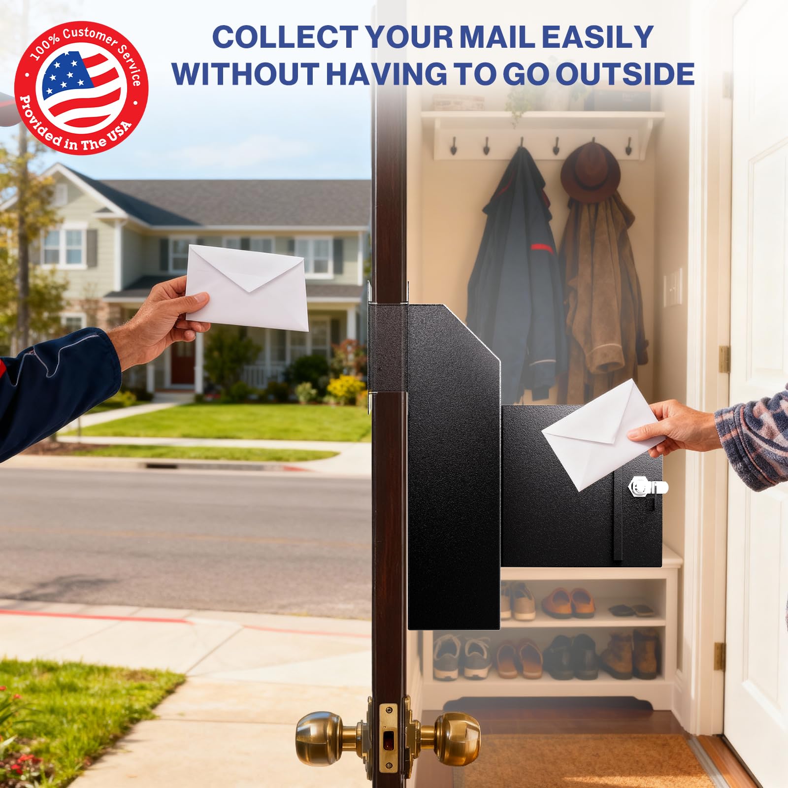 POCHAR door drop box deposit slot close-up for easy mail insertion
