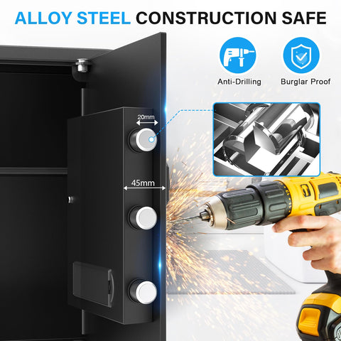 Alarm indicator on the Pockrif safe illustrates the warning system for unauthorized access