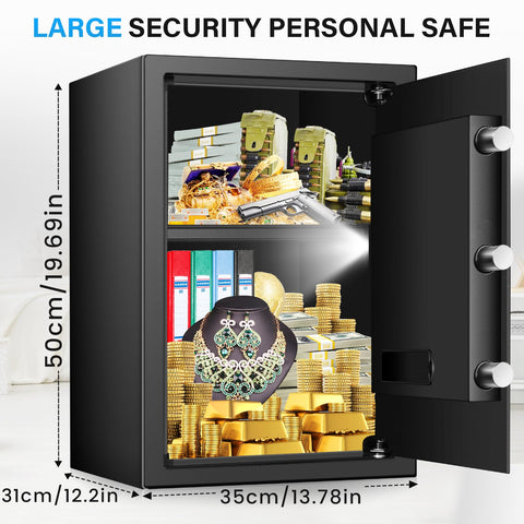 Interior space of the Pockrif safe shows room for documents, jewelry, and valuables