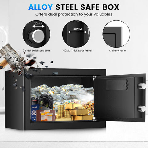 Pockrif small safe box locked door securing valuables.