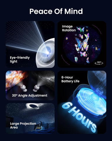 POCOCO Galaxy Star Projector supports battery or plug power for flexible placement.