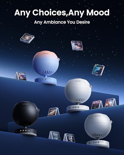 POCOCO Galaxy Star Projector soft night light enhances room ambience.