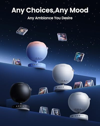 POCOCO Galaxy Star Projector soft night light enhances room ambience.